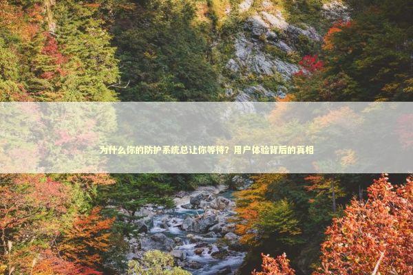 为什么你的防护系统总让你等待？用户体验背后的真相